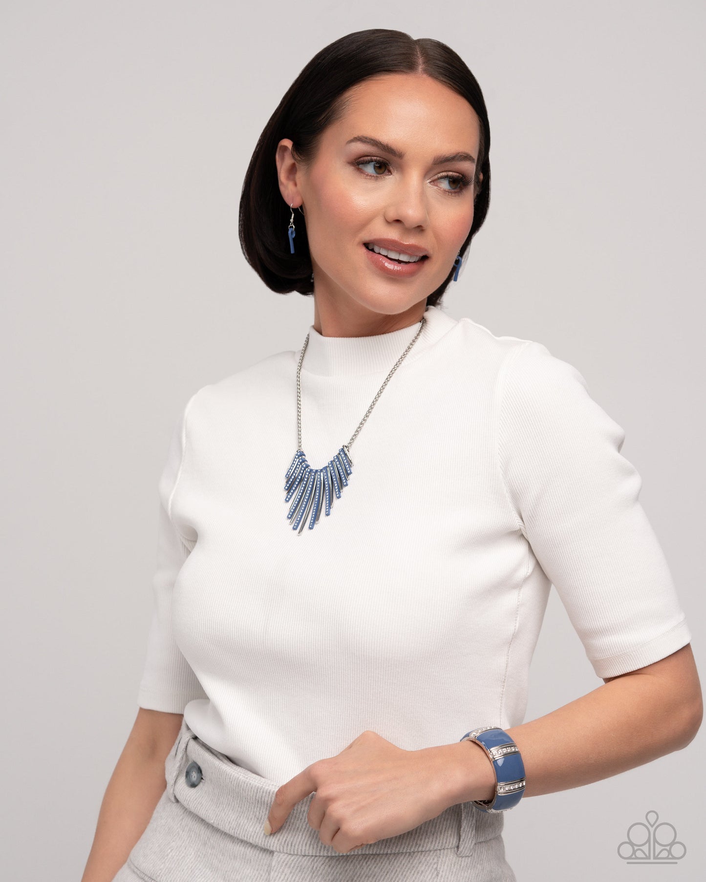 Fashionable Fringe - Blue & Colored Cameo - Blue - Complete Look